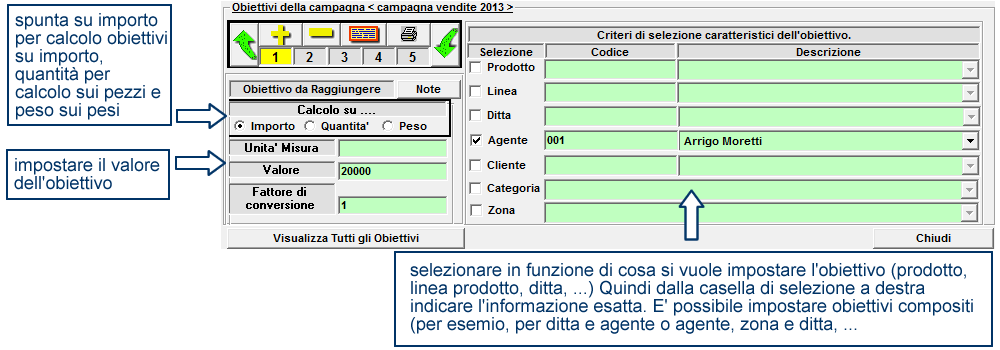 gestione obiettivi