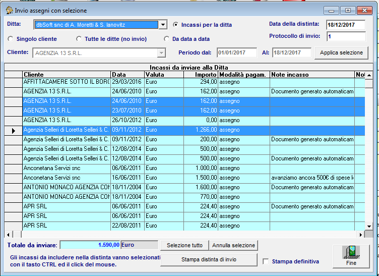 distinte incassi mandante