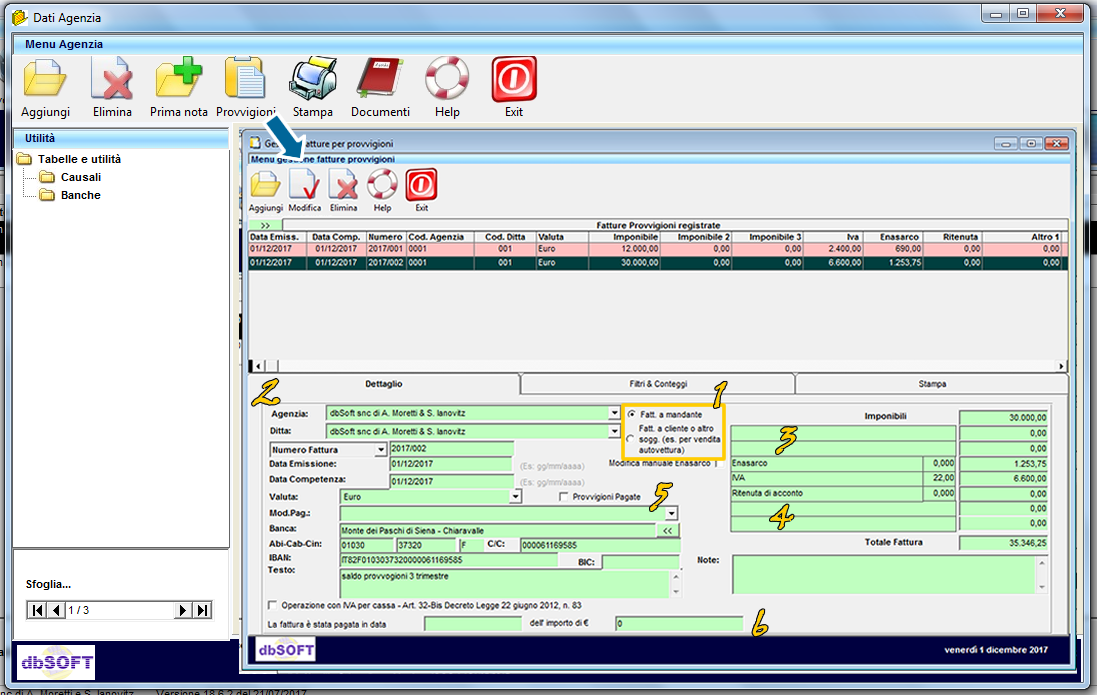 SOFTWARE FATTURA PROVVIGIONE AGENTE DI COMMERCIO